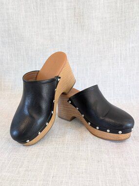 The Drop Womens Black Francine Clog Shoes with Studs, Size 7 Excellent Condition